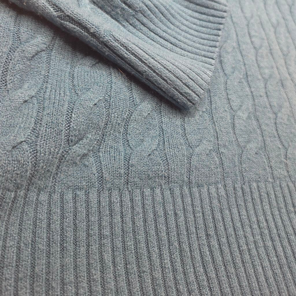 Women's G.H. Bass & Co. Teal Cable Knit Cowl Neck Sweater L - Picture 2 of 10